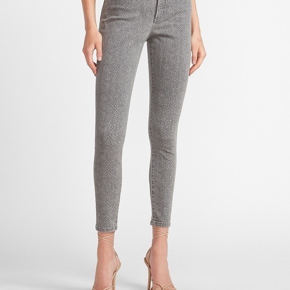 Express Super High Waisted Snakeskin Print Skinny - Picture 1 of 5